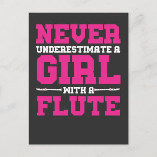 Onderschat nooit een meisje met een flute Gift-muz Briefkaart