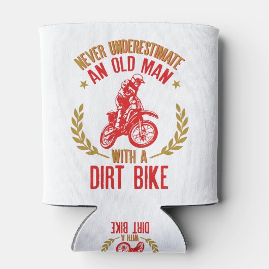 Onderschat nooit een oldman met een vuile bike Fun Blikjeskoeler (Achterkant)