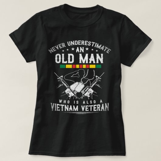 Onderschat nooit een oud Man dat ook een meter is T-shirt (Design voorkant)