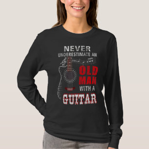 Onderschat nooit een oud Man met een gitaar Acous T-shirt
