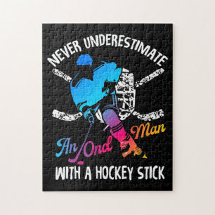 Onderschat nooit een oud Man met een hockeystick Legpuzzel
