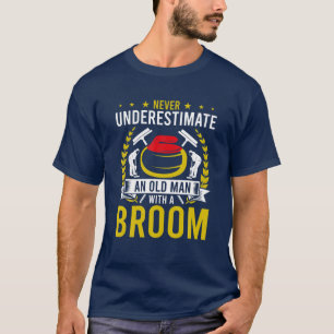 Onderschat nooit een oud Man met een krullende bez T-shirt