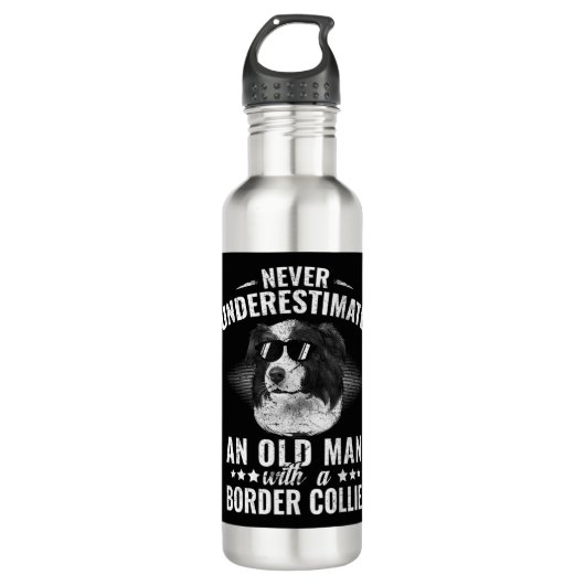 Onderschat nooit een oud Man met grenscollie Waterfles (Voorkant)