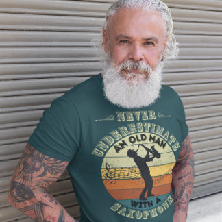 Onderschat nooit een oud Man - saxofone T-shirt