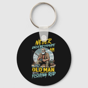 Onderschat nooit een oude man met een hengel sleutelhanger