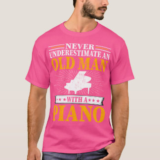 Onderschat nooit een oude man met een piano - Mann T-shirt