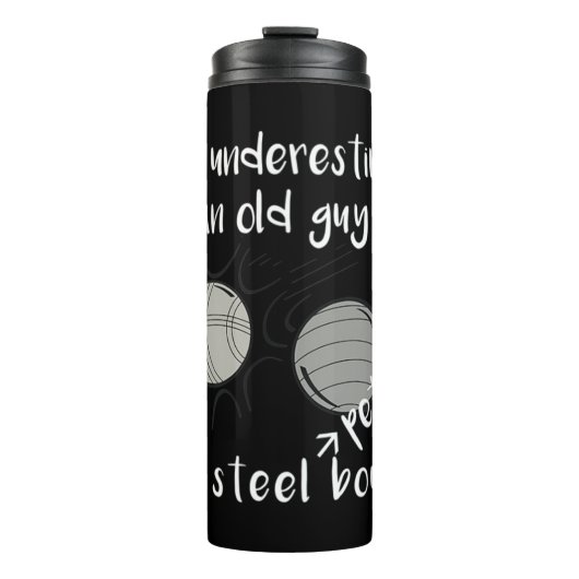 Onderschat nooit een oude man met Petanque Boule Thermosbeker (Voorkant)