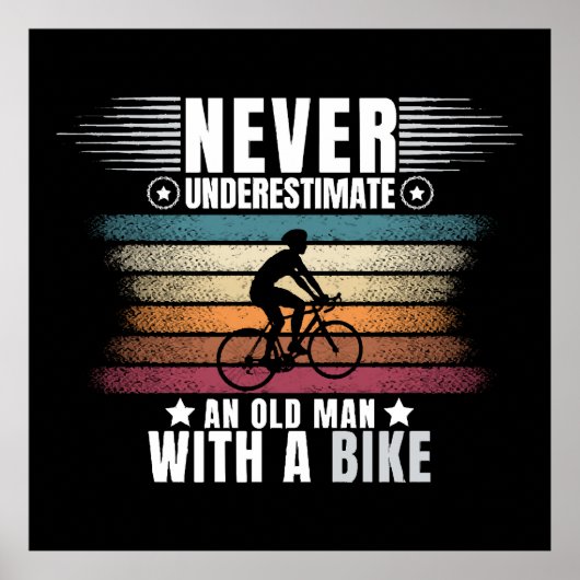 Onderschat nooit een oude man op een fiets poster (Voorkant)
