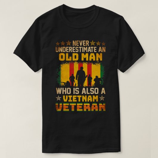 Onderschat nooit een Veteran Gif van het OUD MAN V T-shirt (Design voorkant)