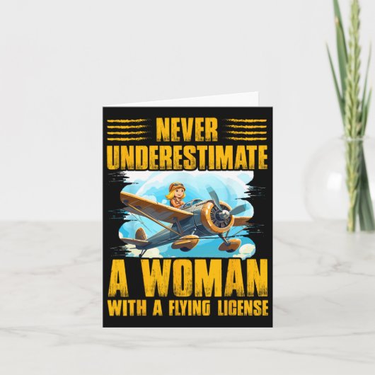 Onderschat nooit een vrouw met een vliegbrevet kaart (Voorkant)