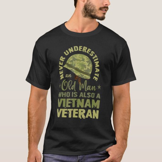 Onderschat nooit het oude Man dat een Vietnamveter T-shirt (Voorkant)