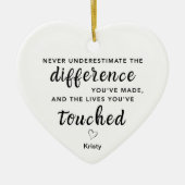 Onderschat nooit je impact keramisch ornament (Voorkant)