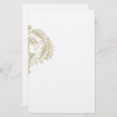Onderscheid: Gold White Damask Design Stationery Briefpapier (Voorkant / Achterkant)