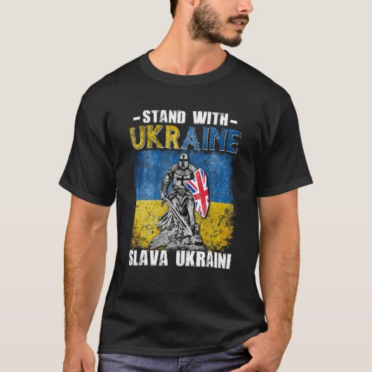 Onderscheid Oekraïne Knight Oekraïense vlag Slava T-shirt (Voorkant)