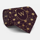 Onderscheidend Gold en Brown Neural Network Stropdas (Opgerold)