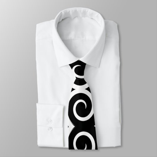 Onderscheidende zwarte wervelingen (op wit) 2 stropdas (Gebonden)