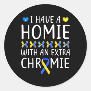 Onderste syndroom Bewustheid Ik heb een homie Extr Ronde Sticker