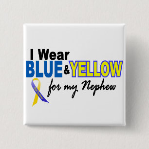 Onderste syndroom Ik Draag blauw en geel voor mijn Vierkante Button 5,1 Cm