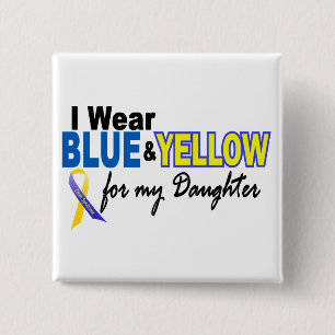 Onderste syndroom Ik Draag blauw en geel voor mijn Vierkante Button 5,1 Cm