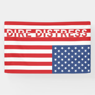 Ondersteboven Amerikaanse vlag:Dire nood Spandoek
