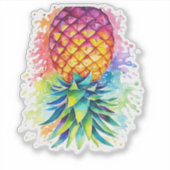 Ondersteboven ananas kleurrijk sticker (Voorkant)