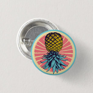 Ondersteboven ananas retro swinger knop ronde button 3,2 cm
