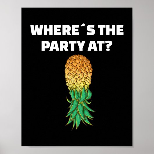 Ondersteboven Ananas Waar is het feest op Poster (Voorkant)