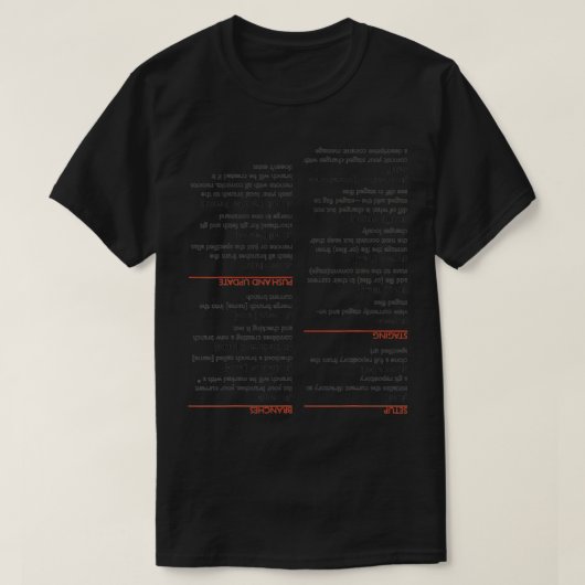 Ondersteboven git cheat sheet t-shirt (Design voorkant)