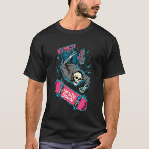 Ondersteboven Skater Skelet Neon Roze Punk T-shirt