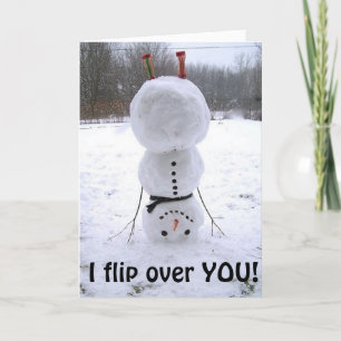 ONDERSTEBOVEN SNEEUWMAN FLIPS VOOR JE VERJAARDAG KAART