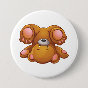 Ondersteboven teddybeer ronde button 7,6 cm