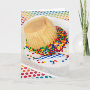 Ondersteboven verjaardag cupcake kaart
