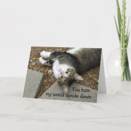 Ondersteboven Wereld Kat Valentijnsdag Kaart