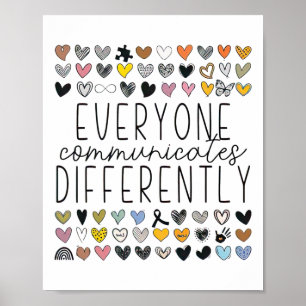 Ondersteun autisme bewustzijn iedereen communiceer poster