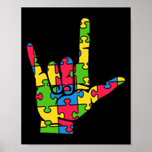Ondersteun Autisme Liefde Gebarentaal Poster