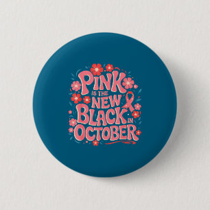 Ondersteun Borstkanker Bewustzijn Roze Ontwerp Ronde Button 5,7 Cm