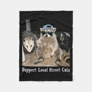 Ondersteun lokale straatkatten grappige wasbeer st fleece deken