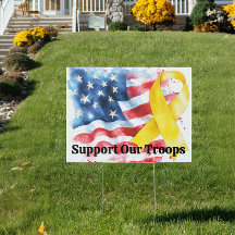 Ondersteun onze troepen Yellow Awareness Ribbon Ya