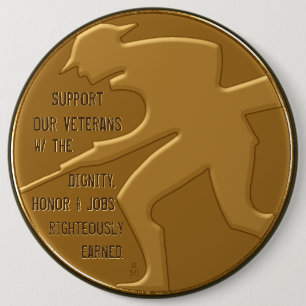 Ondersteun onze veteranen Golden Ronde Button 6,0 Cm