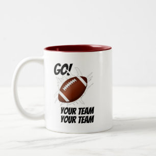 Ondersteun uw Football Team Touchdown Splash Tweekleurige Koffiemok
