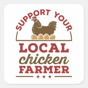 Ondersteun uw lokale Boerderij van kippen uit de k Vierkante Sticker