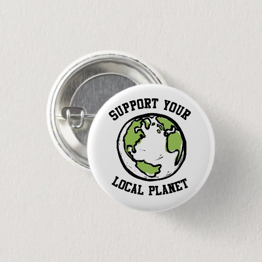 Ondersteun uw lokale planeet ronde button 3,2 cm (Voorkant /achterkant)