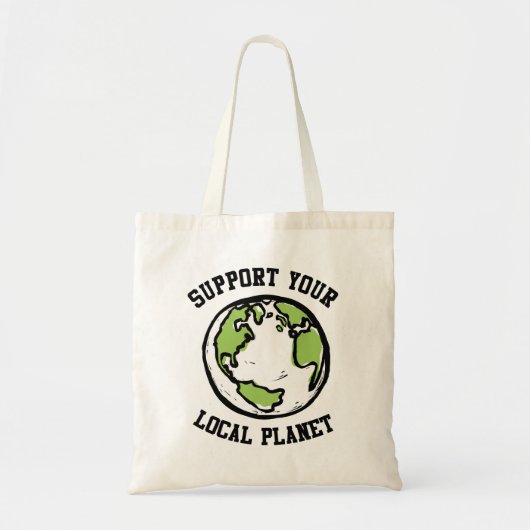 Ondersteun uw lokale planeet tote bag (Voorkant)