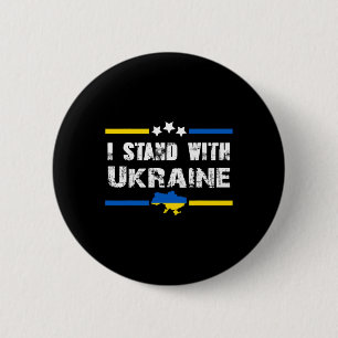 Ondersteuning Ik Sta Met Oekraïense Vlag Amerikaan Ronde Button 5,7 Cm