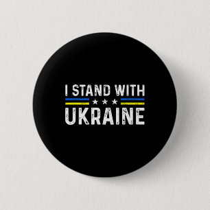 Ondersteuning Ik Sta Met Oekraïne Oekraïense Vlag Ronde Button 5,7 Cm