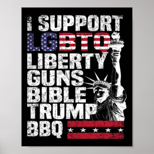 Ondersteuning LGBTQ Liberty Pistolen Bible Trump B Poster