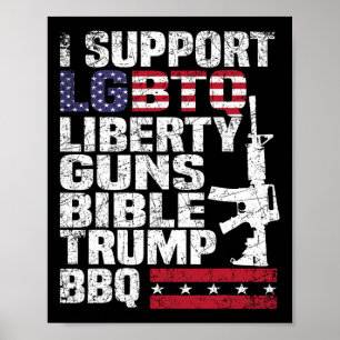 Ondersteuning LGBTQ Liberty Pistolen Bijbel Trump  Poster