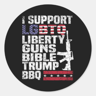Ondersteuning LGBTQ Liberty Pistolen Bijbel Trump Ronde Sticker