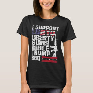 Ondersteuning LGBTQ Liberty Pistolen Bijbel Trump T-shirt