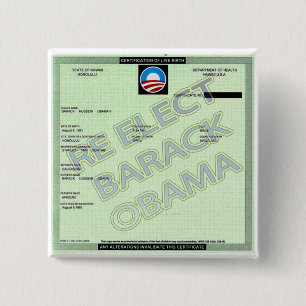 ONDERSTEUNING OBAMA BIRTH CERTIFICATE BUTTON